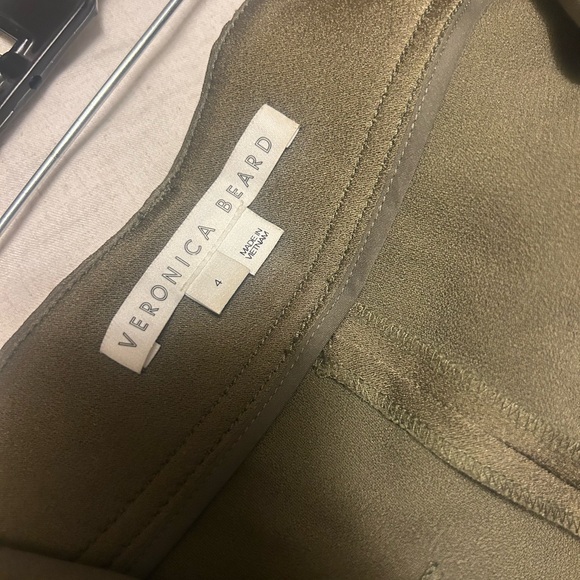 Veronica Beard Miranda Pant Olive Green Satin Crepe Pockets High Rise Si… - Picture 6 of 7